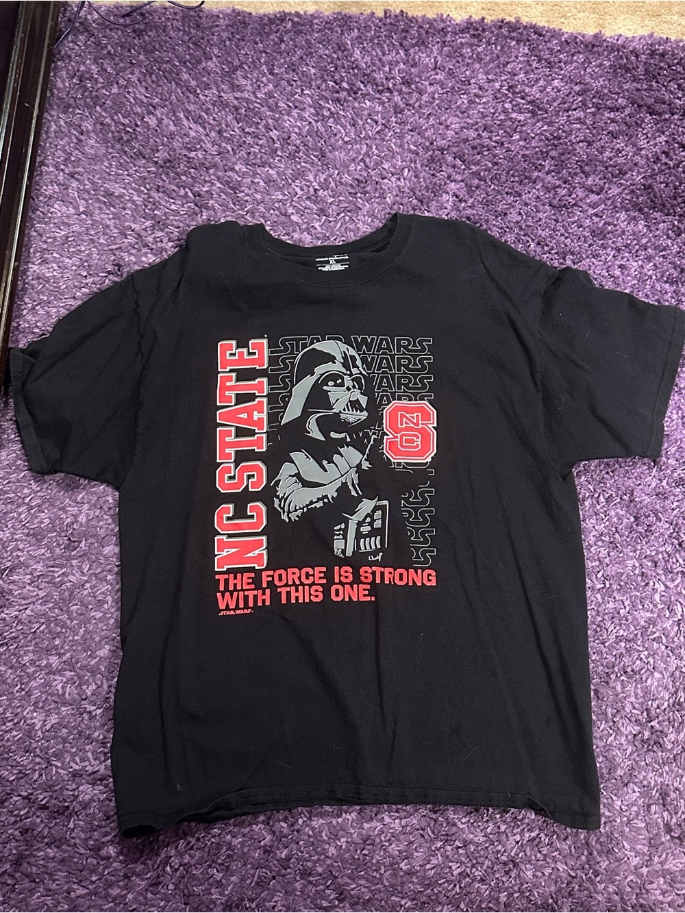 Men’s Champion Black NC State x Star Wars Graphic Tee with Red Accents